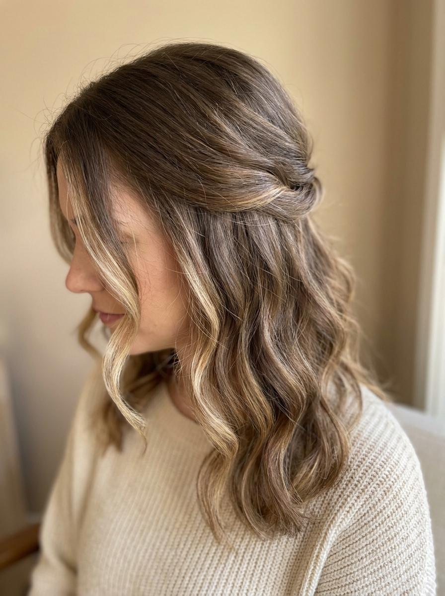 Blonde Peekaboo Strähnen in braunem Haar - Peekaboo Hair Idee